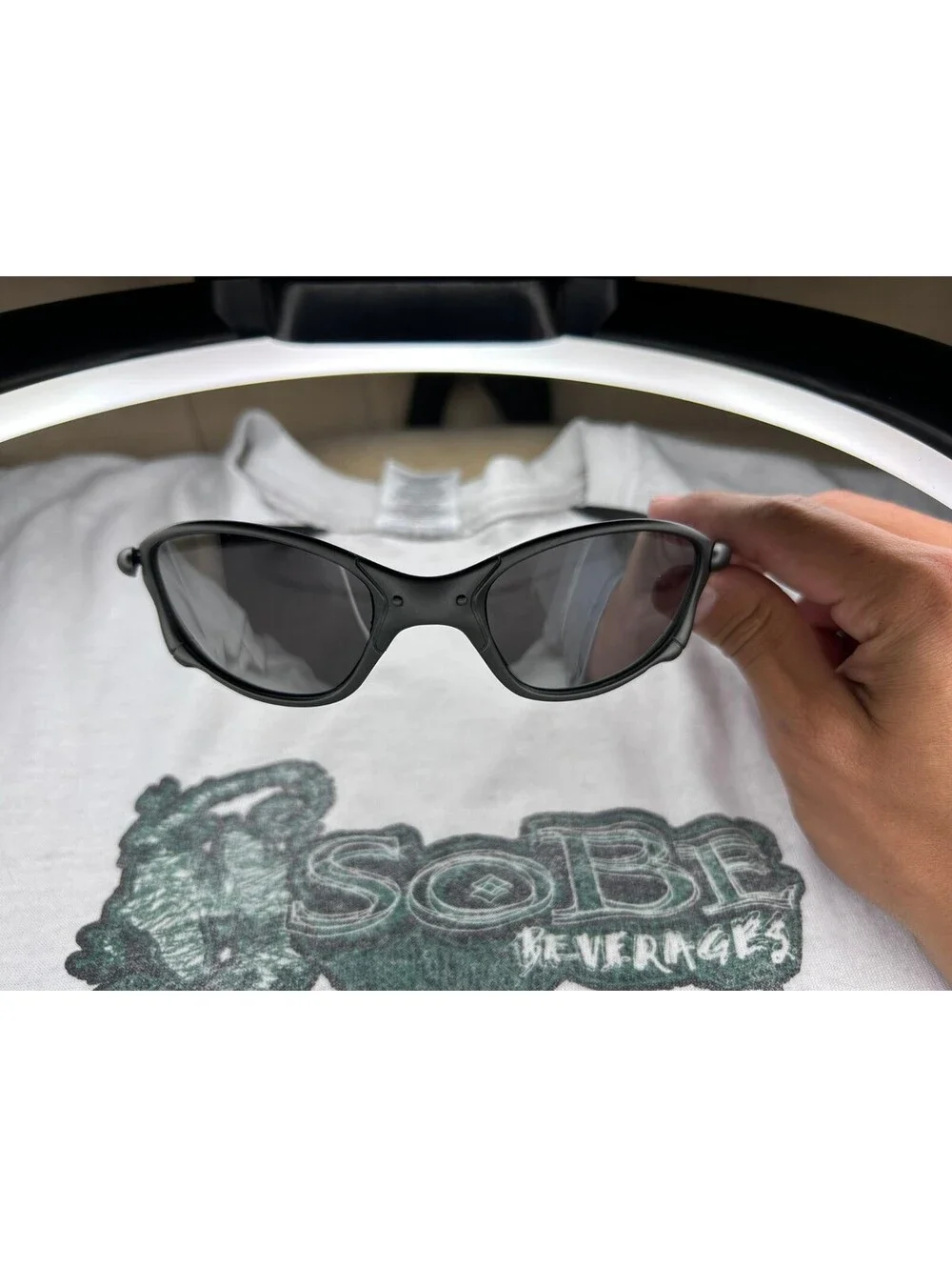 grey oval Wraparound Sunglasses